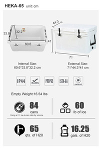 Glacière de pêche portable en plastique robuste, grande, moulée par rotation, étanche, isolée thermiquement, avec logo personnalisé - Product Image 5