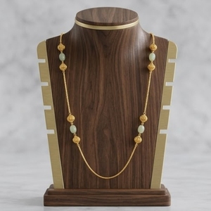 Collier Mala antique en argent 925 avec perles vert clair, longue chaîne traditionnelle, bijoux ethniques pour femmes - Product Image 2