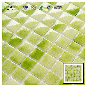 Mosaico decorativo moderno di vetro di Foshan per la finitura iridescente blu della piscina per l'hotel o la stanza per il progetto della Villa dell'appartamento - Product Image 2