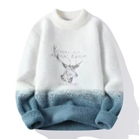 IMA343Winter Noël dégradé hommes col rond chaud décontracté tricoté jacquard vison laine pull pull sur mesure