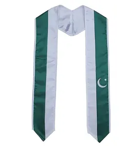 Hot sale Custom Pakistan Flag Graduation Country Flag Stole Sash Scarf Graduate Pride