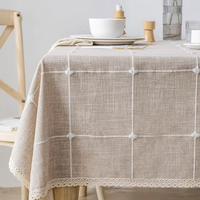 Nouvelle Collection 2025 – Nappe de Luxe Haut de Gamme en Coton et Lin Tissé, Anti-Taches, Style Américain, pour Table Basse, Bureau et Étudiant