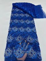 NI.AI Dentelle de tulle brodée de perles de luxe, or champagne, avec motif écailles de poisson symétrique et surpiqûres de qualité supérieure, pour tissu de tenue de cérémonie