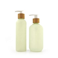 Botella de Champú de Plástico HDPE de 300 ml con Tapa de Bambú, Envase para Gel de Ducha y Cuidado del Cabello para Hotel, Empaque con Logotipo Personalizado OEM