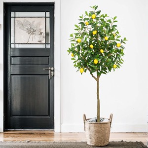 Limoneros artificiales grandes de 6 pies Planta de simulación casi natural en maceta de plástico Decoración interior y decoración de porche al aire libre - Product Image 3