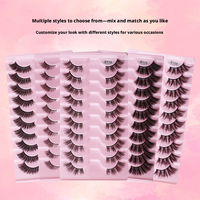 Lot de faux cils demi-bandes en gros, effet chat, vaporeux et moelleux, avec bande invisible fine, réutilisables, en faux vison