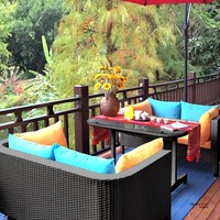 Ensemble de canapé de jardin modulaire moderne en rotin plastique durable et imperméable, 3 pièces