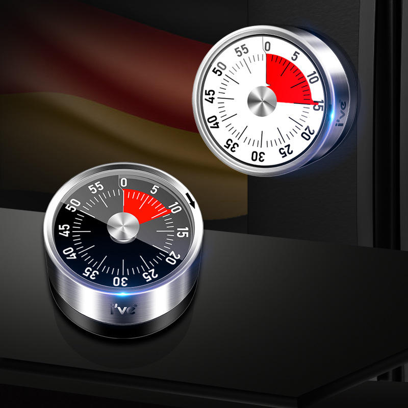 Hot Selling Stainless Steel Timer Kitchen Visualization Student Portable Mechanical Timer With Magnetic Suction