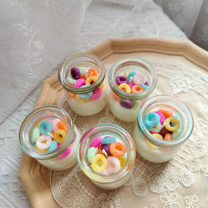 Soy Wax Fruit Loops Cereal <strong>Candles</strong> Cute <strong>Fun</strong> Scented Budding Glass Jar <strong>Candle</strong> for Dessert Lovers - Product Image 5