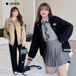 Chaqueta de béisbol Maco Plus Size para mujer, ropa de otoño de punto negra, ropa exterior femenina N8479 - Product Image 2