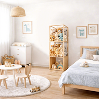 Boîte de rangement carrée moderne en bois massif sculpté pour jouets d'enfants, organisateur domestique pour placard et chambre, rangement pour animaux en peluche (thème zoo)