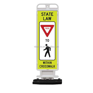 Señales de paso de peatones Ley del estado de EE. UU. Barrera de parada Panel de advertencia de reflexión de alto brillo Panel Vertical de tráfico Barricada - Product Image 6