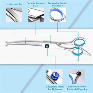 Juego de tijeras para peluquería canina de 6.5 pulgadas, tijeras curvas de acero inoxidable para cortar el pelo de perros, herramientas de belleza con peine y estuche. - Product Image 2