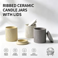 YBH Lujoso Tarro Cilíndrico de Cerámica para Velas con Tapa, Ecológico, Decoración Moderna para el Hogar en Navidad, Aromaterapia, Vacío, Proveedor Mayorista