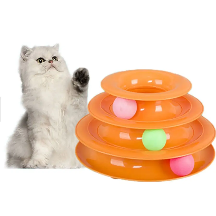 Vendita calda all'ingrosso i migliori giocattoli a sfera a 3 livelli a 4 livelli per gatti Cat Interactive Play Circle Track Toy Ball per gatto