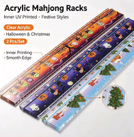 Supports de Mahjong en Acrylique Personnalisés, Ensemble de 2 Pièces, Thème Halloween et Noël, Supports de Mahjong Américains