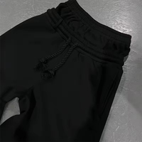 Pantalon de survêtement évasé noir surdimensionné pour homme, coupe ample, double taille, imperméable, en sergé de coton uni, coupe droite, effet empilé, grande taille