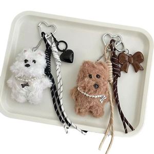 Adorable pendentif en peluche West Highland, porte-clés chien mignon avec collier nœud d'amour pour sacs (vente en gros disponible) - Product Image 5