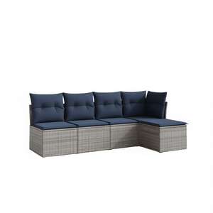 Set Divano da Esterno in Polyrattan Grigio a 5 Posti, Arredamento da Giardino dal Design Contemporaneo ed Elegante - Product Image 1