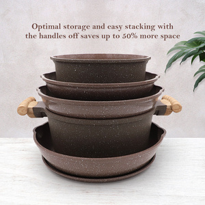 SANLANG Whosale <span class=keywords><strong>Série</strong></span> <span class=keywords><strong>amovible</strong></span> non toxique <span class=keywords><strong>Casseroles</strong></span> et poêles à induction Batterie de cuisine en céramique en fonte d'aluminium Non Stic - Product Image 4