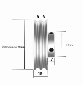 <span class=keywords><strong>Poulie</strong></span> en U à double gorge pour courroie ronde, galet en aluminium compatible avec les courroies en PU/polyuréthane - Product Image 3