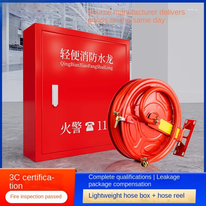 Enrouleur de tuyau d'incendie portable, tuyau en caoutchouc de 25 mm pour incendies de classe A et B, armoire rouge incluse - Product Image 3