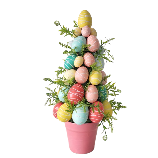 Albero Di Pasqua Decorativo Con 12 Uova Colorate E 24 Luci LED, 60 Cm, Alimentazione USB/batteria
