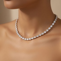 Collier Tennis Hip Hop de Luxe en Argent Sterling S925 avec Moissanite Ovale D VVS1 – Accessoire Simple, Tendance et Polyvalent