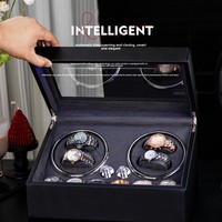 Eonluxe Boîte à Montres Rotative Nouveau Style 4+6 Emplacements en Cuir avec Moteur Rotatif, Lumière LED et Cuir de Crocodile