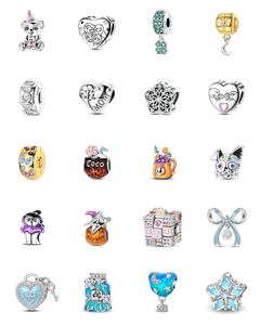 Colgantes de circonita en forma de corazón plateados más vendidos con clip de posicionamiento fijo para pulseras y collares de perlas de agujero grande - Product Image 2