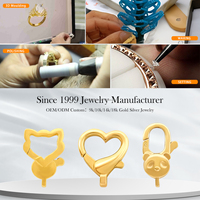 Fermoir Mousqueton en Or Pur 18K Forme Chat Adorable, Connecteur pour Bijoux DIY Bracelet Collier