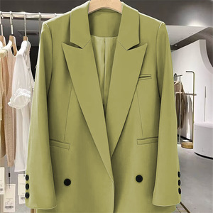 스트레이트 캐주얼 긴 소매 플래킷 버튼 없는 단색 여성용 수트 탑 블레이저 패션 - Product Image 5