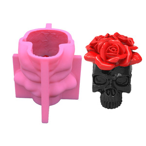 YS bricolage crâne Rose bougeoir bougie Silicone moules faisant plâtre pilier aromathérapie cire savon fleur spécimen argile artisanat - Product Image 2