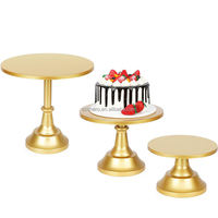 Soporte Redondo de Metal Dorado para Tartas y Postres, Decoración para Fiestas y Eventos, Soporte para Tartas de Boda