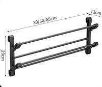 Étagère à chaussures murale à double niveau, accès pratique, en ABS et tuyau galvanisé, 30/50/65 cm, pour usage domestique, design pliable, salles de bain, cuisines