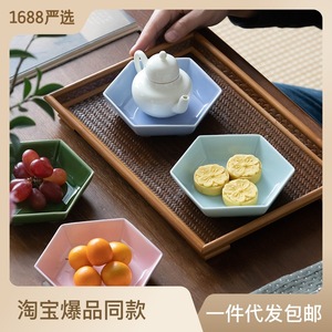 Plato Hexagonal de Cerámica para Aperitivos, Mini Plato de Postre de Porcelana para Fiesta de Té, Estilo Retro de Lujo - Product Image 2