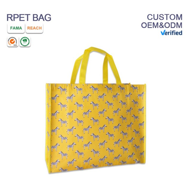 Custom Reusable RPET Eco-Friendly Tote Shopping Bag Non-Woven with Shoulder Strap 30x38.5x15CM Sustainable for the Environment