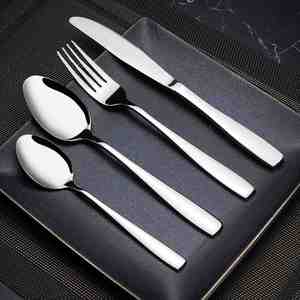 Juego de Cubiertos Ecológicos de Alta Calidad para Bodas, Acero Inoxidable 430, Tenedor, Cuchillo y Cuchara, Diseño Moderno con Acabado Espejo Láser, Cubertería al por Mayor - Product Image 3