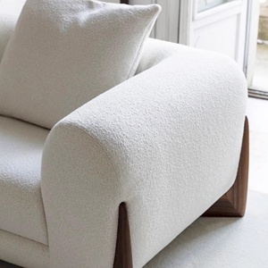 Ensemble de canapés modulaires Zayshine Nordic Modern Luxury Cream White Sherpa pour salon, en velours, 3 places, pour appartement, villa, hôtel, canapé de détente - Product Image 4