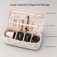 Sac de rangement matelassé personnalisé pour sèche-cheveux, grande capacité, étui pour fer à lisser, fer à boucler, trousse de voyage, étui de beauté portable pour femmes