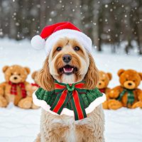 Accessoire de fête pour chien avec grand nœud décoratif pour chiens de petite et moyenne taille, ensemble chapeau et collier de Noël pour chien