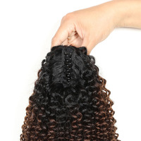 BSM – mèches Afro bouclées, queue de cheval, 18 à 20 pouces, tissage de cheveux humains doux et longs, ombré T1B/4/27, Extensions de cheveux