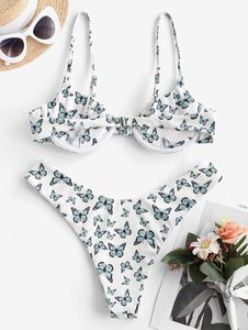 ZAFUL Ensemble <span class=keywords><strong>de</strong></span> bikini à armatures côtelées pour <span class=keywords><strong>femme</strong></span> <span class=keywords><strong>Maillot</strong></span> <span class=keywords><strong>de</strong></span> <span class=keywords><strong>bain</strong></span> smocké à encoche en V imprimé <span class=keywords><strong>Maillot</strong></span> <span class=keywords><strong>de</strong></span> <span class=keywords><strong>bain</strong></span> à jambe haute - Product Image 3