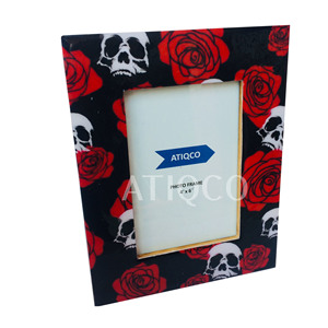 Wholesale Atiqco Model 789069 Souvenir Luxury Home Decor Sea Blue <b>Wood</b> Photo <b>Frame</b> Holder White Floral Design <b>Picture</b> <b>Frame</b> Case - Product Image 3
