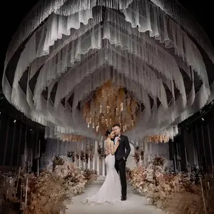 Forniture per matrimoni Kit drappeggio a soffitto a forma di S tendaggi a soffitto bianchi decorazione di nozze