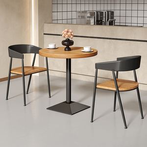 Table à manger moderne en bois massif avec cadre en fer pour restaurant commercial 2 places pour snack, nouilles, fast food et magasins Malatang - Product Image 3