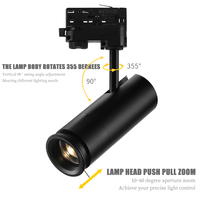 Projecteur sur rail LED COB 18W orientable anti-éblouissement, angle réglable de 15 à 60 degrés, intensité variable, CRI 95 élevé, éclairage moderne pour musées et salles d'art