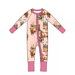 RST 아기 긴 소매 더블 지퍼 아기 옷 종류 아동 의류 대나무 지피 - Product Image 1