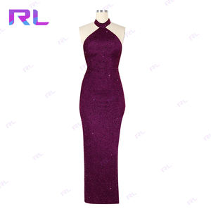 <span class=keywords><strong>Abito</strong></span> da donna personalizzato blu lusso senza maniche con strascico corea da donna in <span class=keywords><strong>raso</strong></span> di seta Maxi <span class=keywords><strong>abito</strong></span> estivo <span class=keywords><strong>lungo</strong></span> con paillettes - Product Image 4