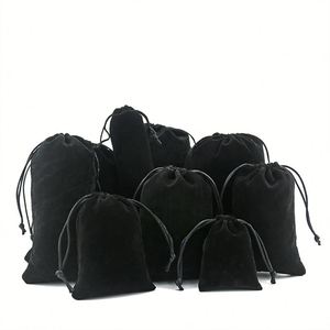 Custom Embroidery Brand Black Bulk Velvet <b>Drawstring</b> Tote Gift <b>Bag</b> for Girls Kids <b>Make</b> <b>Up</b>, Small Travel Cosmetic <b>Bag</b> with logo - Product Image 6